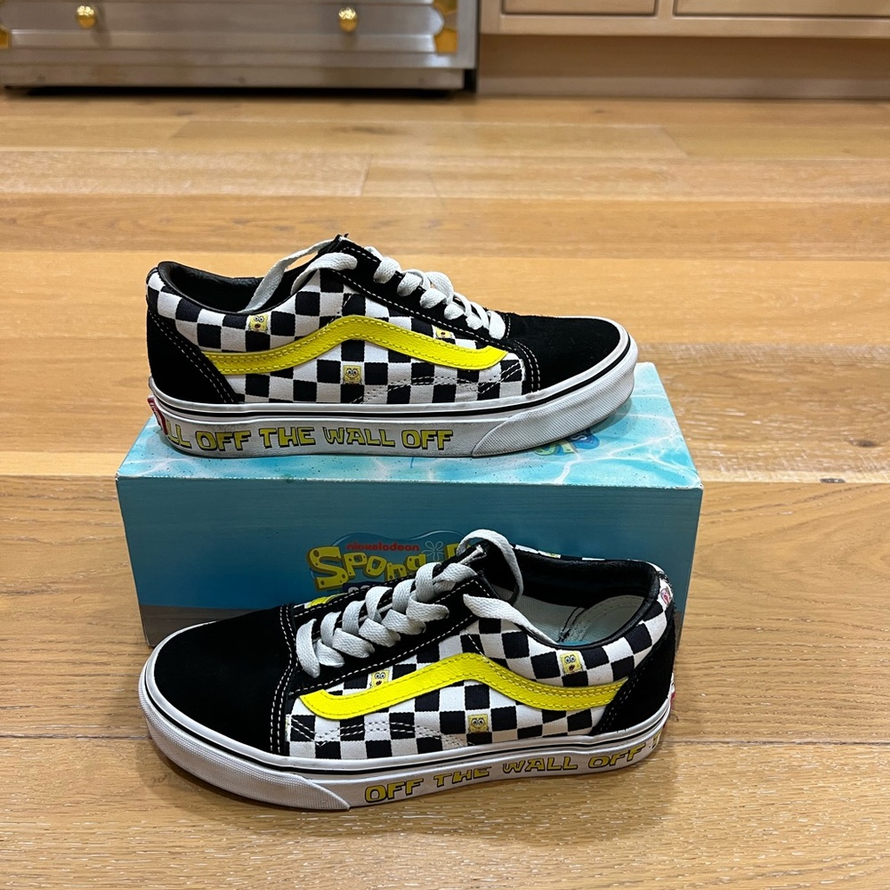 Vans Kids Shoes Black and Yellow Checkered